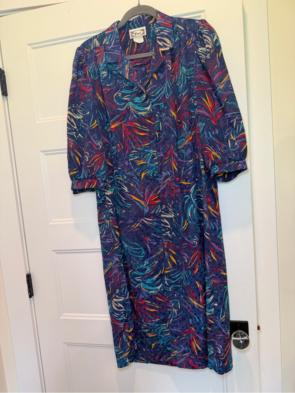 Vintage Navy Multicolor Midi Dress